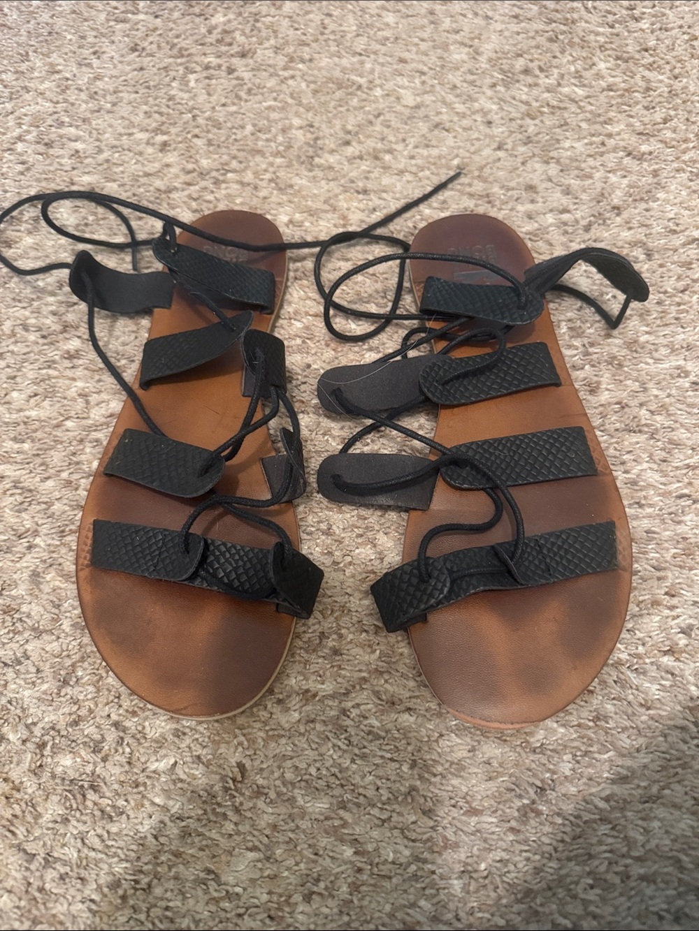 Billabong Black Strappy Gladiator Lace-Up Sandals
